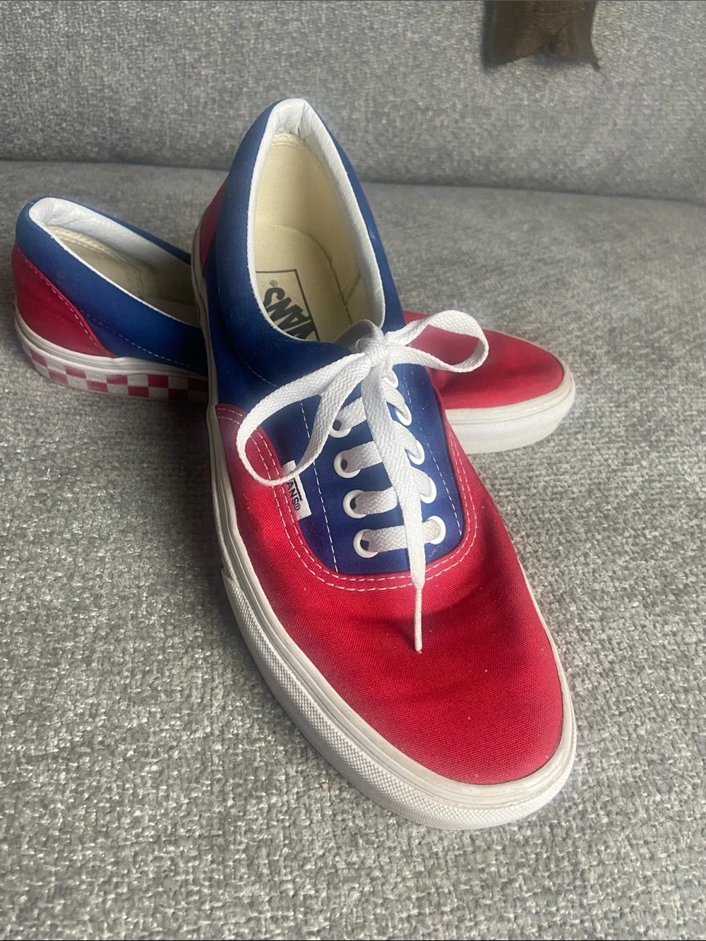 Vans Two-Tone Red and Blue Low-Top Canvas Sneakers Men’s size 10